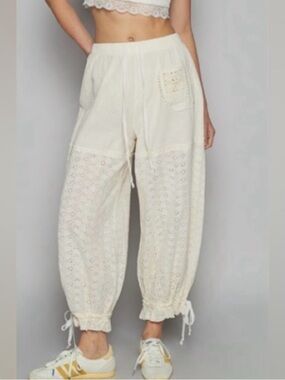 POL Double Gauze Floral Patchwork Joggers